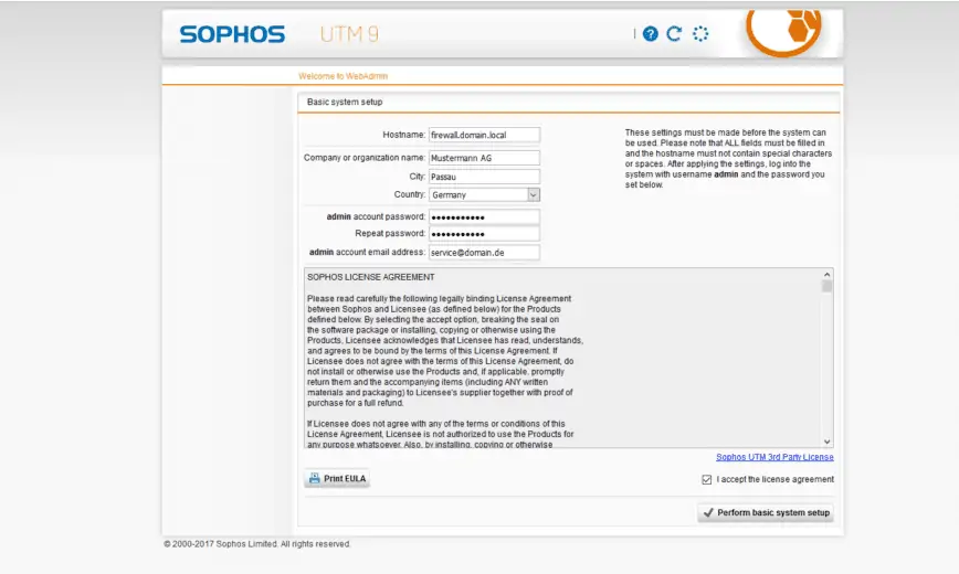 Sophos UTM Basic Setup - Setup
