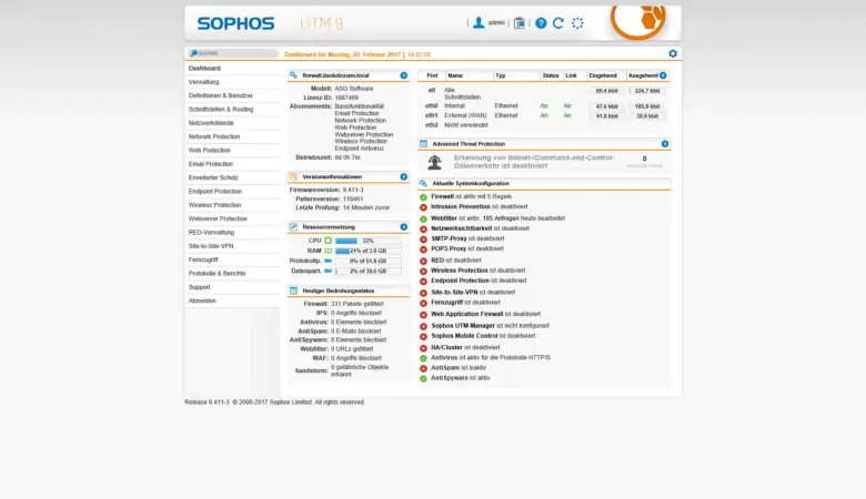 Sophos UTM Basic Setup - Übersicht