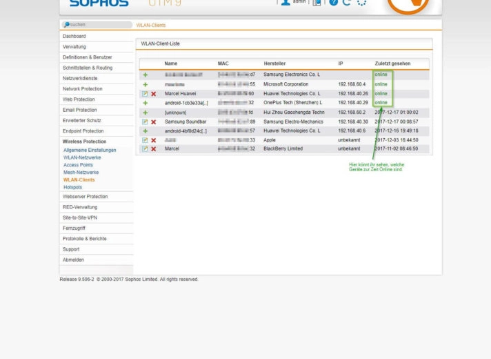 Sophos UTM Wireless Protection - WLAN Clients
