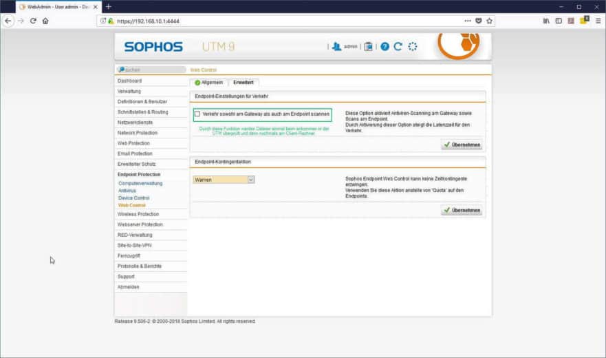 Sophos UTM Endpoint Protection - Web Control erweitert