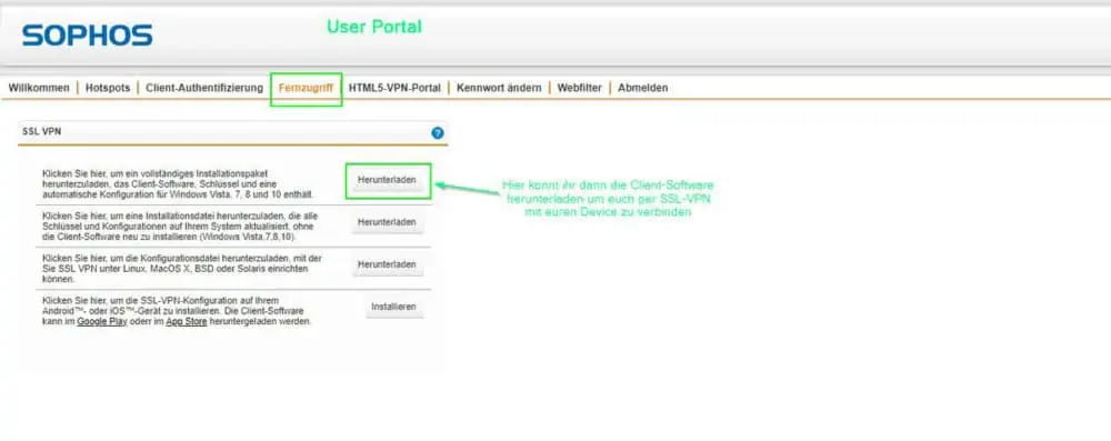 Sophos UTM User Portal