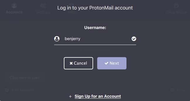 ProtonMail Bridge Account