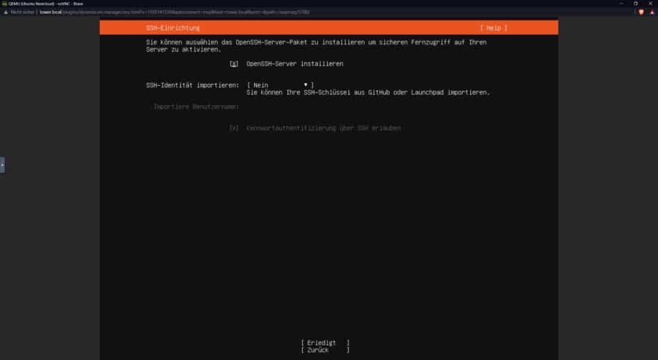 Bild 10 - Ubuntu Server Installation - SSH-Server installieren
