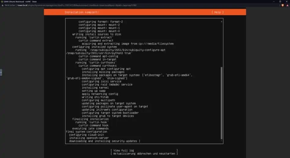 Bild 12 - Ubuntu Server Installation - Ubuntu Server wird installiert