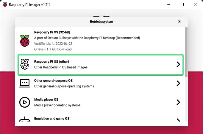 Raspberry OS installieren Bild 2